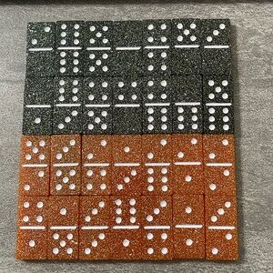 black and orange sparkly dominoes